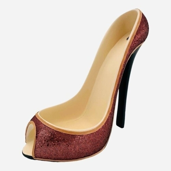 Wild Eye Designs Orange Sequin High Heel Wine Bottle Holder Shoe Display - Picture 4 of 8